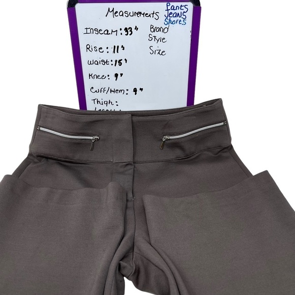 São Paulo Taupe High Rise Stretch Straight Leg Pants Zipper Accents Size 10 Tall - Picture 6 of 13